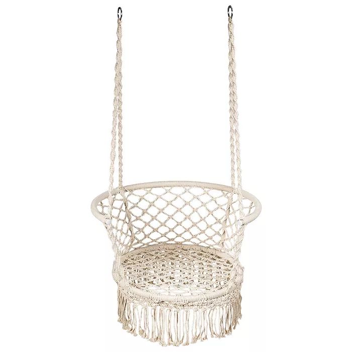 Costway Hanging Hammock Chair Macrame Swing Hand Woven Cotton Backrest | Target