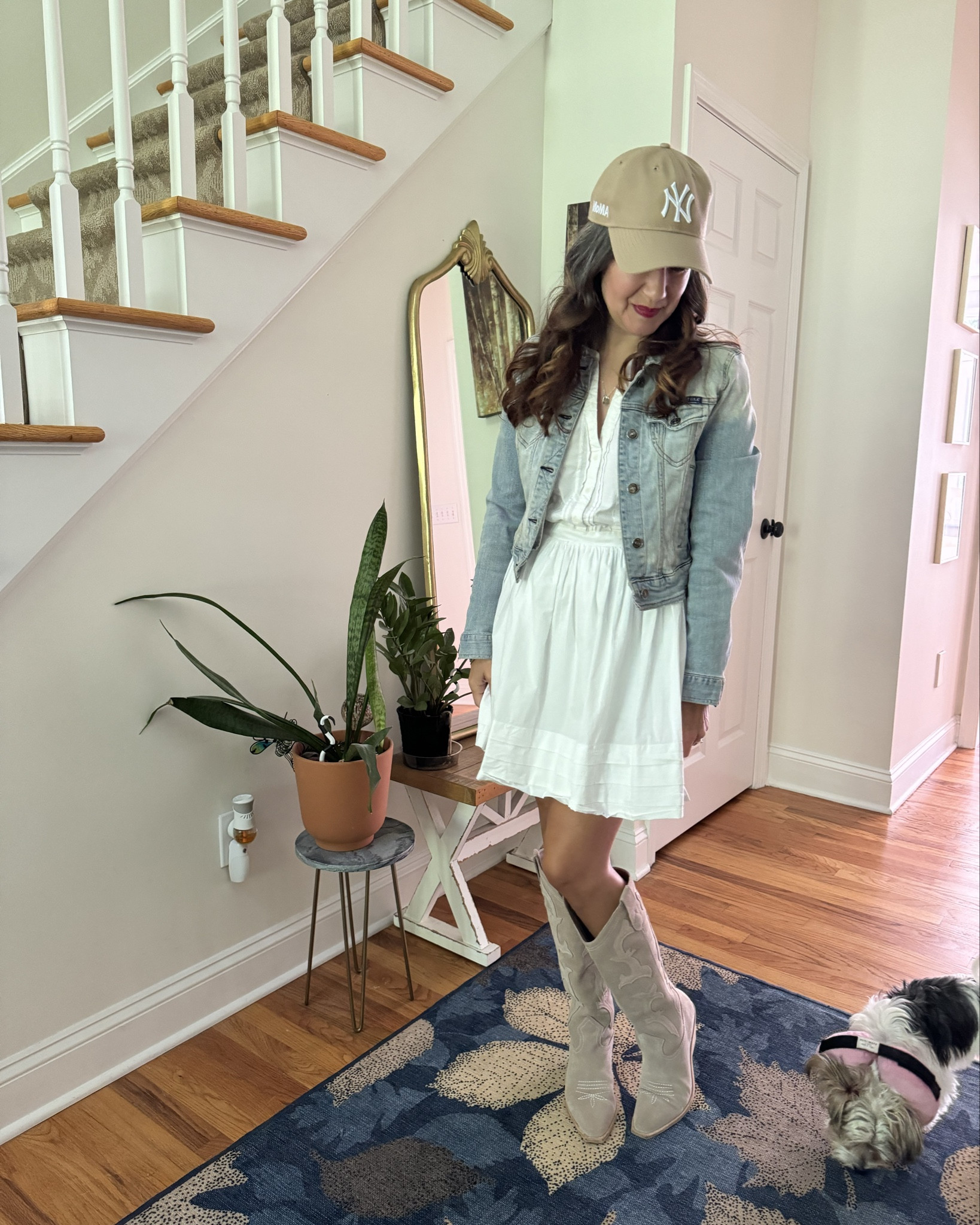 White dress two ways 👢 Casual with a denim jacket and baseball hat and business casual with a blazer 🍂 fall outfit | western style | country concert outfitt

#LTKSeasonal #LTKOver40