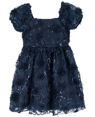 Rare Editions Toddler and Little Girls 3D Floral Embroidery Social Dress - Macy's | Macy's