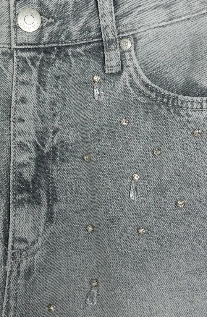 River Island Evelyn Crystal Embellished Rigid Straight Leg Jeans | Nordstrom | Nordstrom