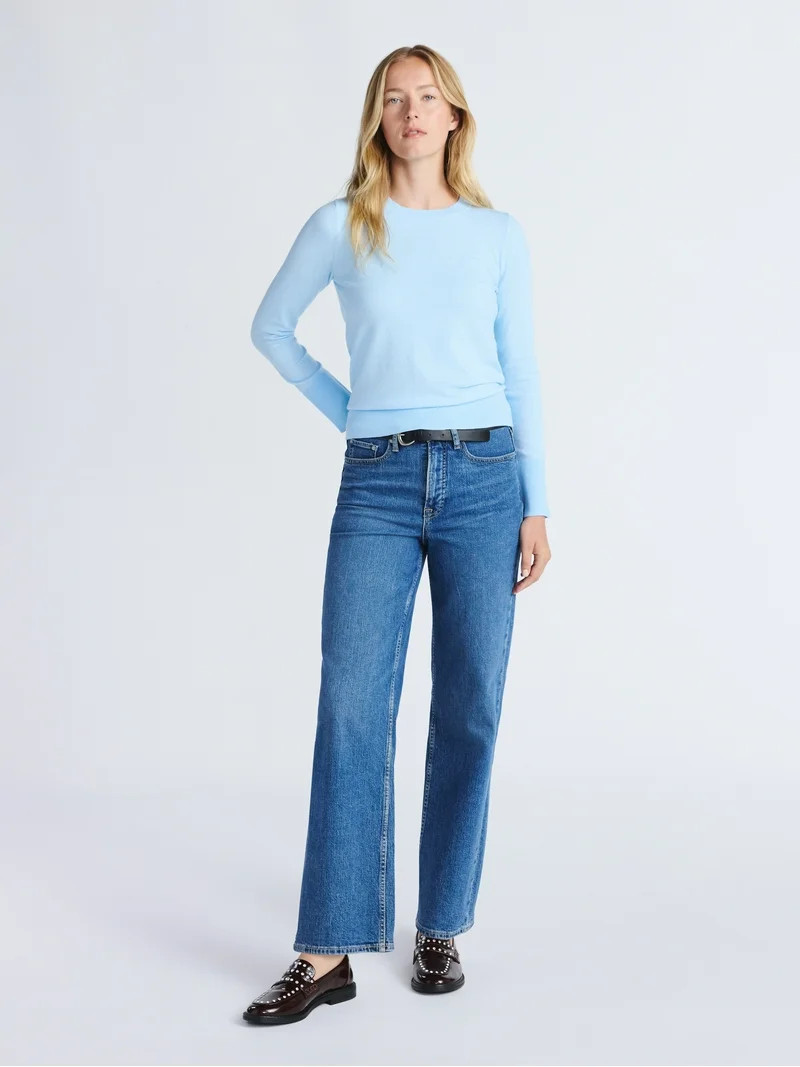 Free Assembly Women's and Women's Plus Cozy Yarn Crewneck Sweater with Long Sleeves. Lightweight,... | Walmart (US)