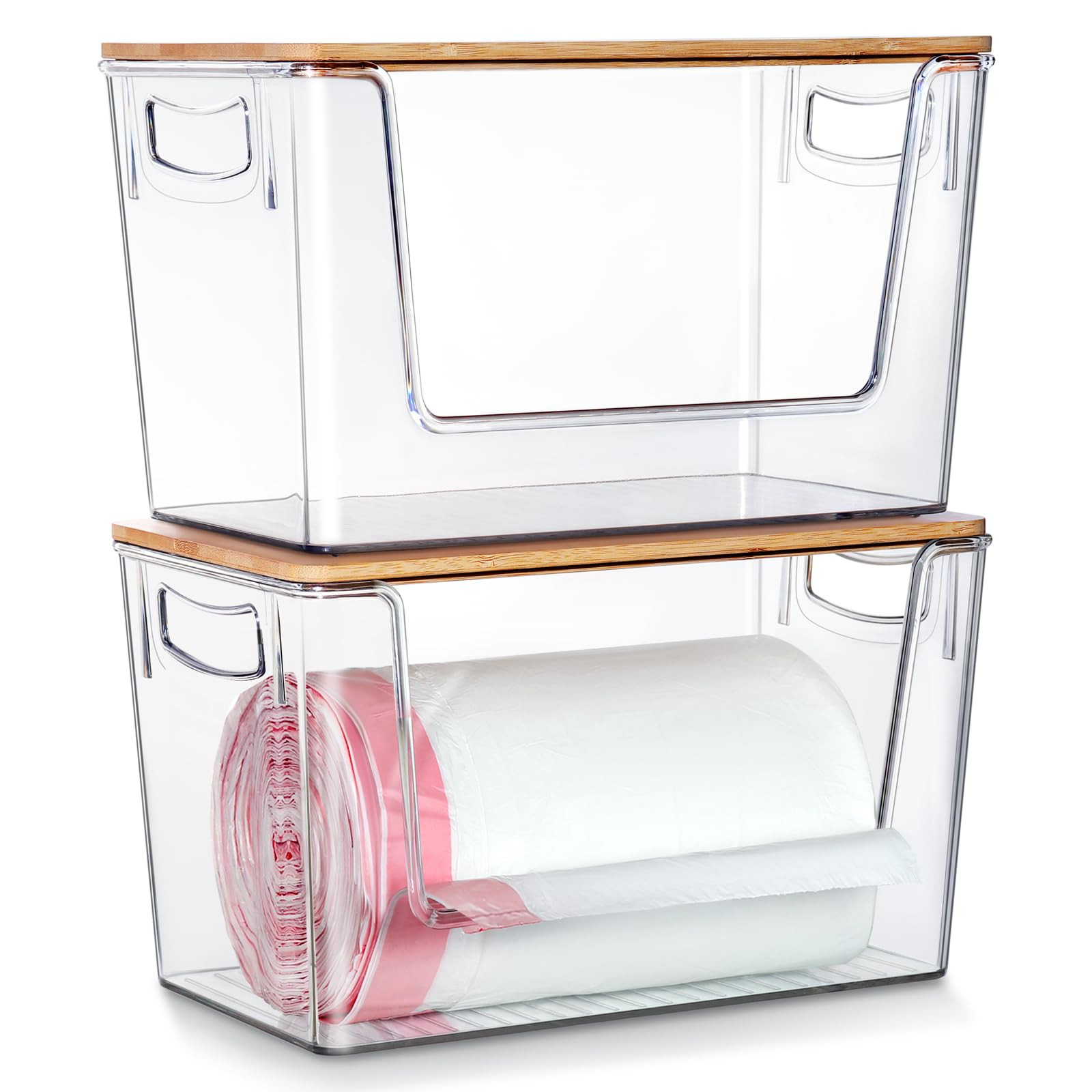 2 Pack Trash Bag Holder Dispenser, Extra Large Garbage Bags Holder, Stackable Trash Bag Holder wi... | Amazon (US)