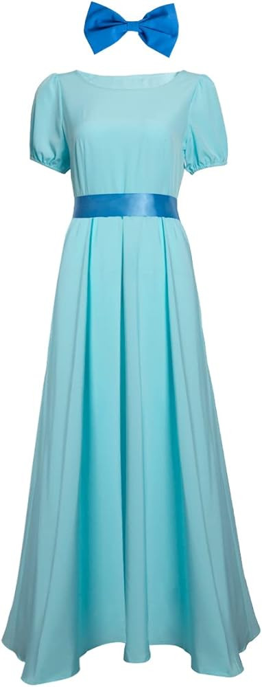 JKonHer Women Girls Princess Wendy Dress Costume Halloween elegant Maxi Blue Cosplay Dressing Up ... | Amazon (US)