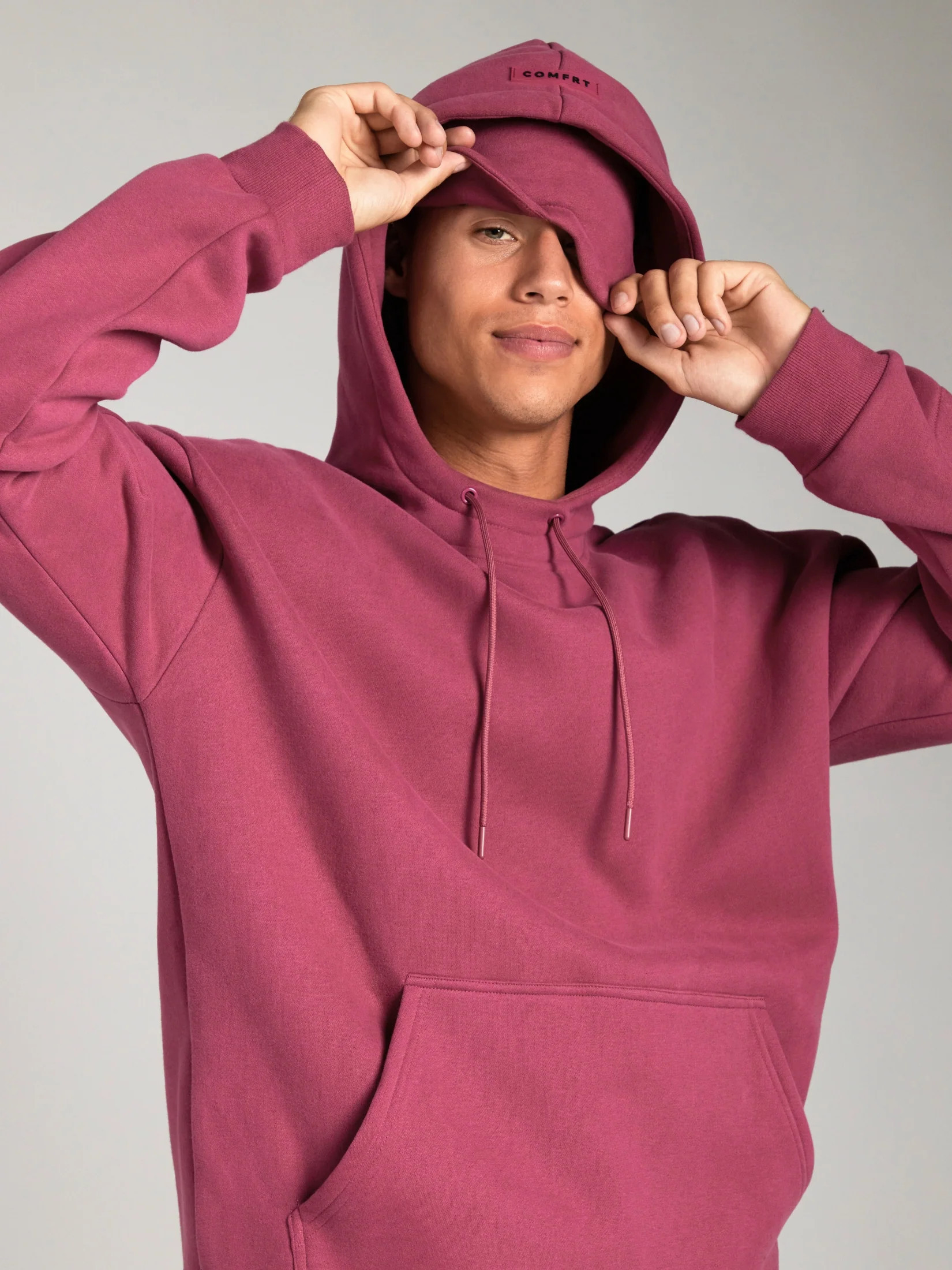 Comfrt Airplane Mode Travel Hoodie | Berry | Deep Magenta | Oversized | L | Large | Comfrt