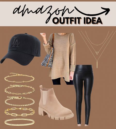 Amazon outfit idea. Fall tunic sweater. Faux leather leggings. Booties. Travel outfit. Gold jewelry. Amazon finds 

#LTKtravel #LTKstyletip #LTKshoecrush