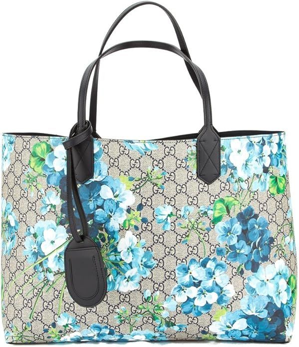 Gucci Blossoms Blue Navy Reversible GG Blooms tote Leather Handbag Bag New | Amazon (US)