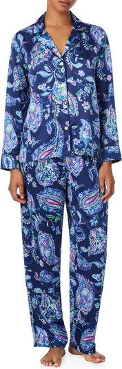 Print Recycled Polyester Blend Satin Long Pajamas | Nordstrom