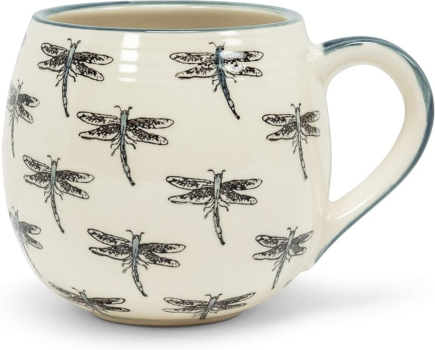 Abbott Collection 27-Ballon-DFLY Allover Dragonfly Ball Mug, 5 inches L, Ivory/Navy | Amazon (US)
