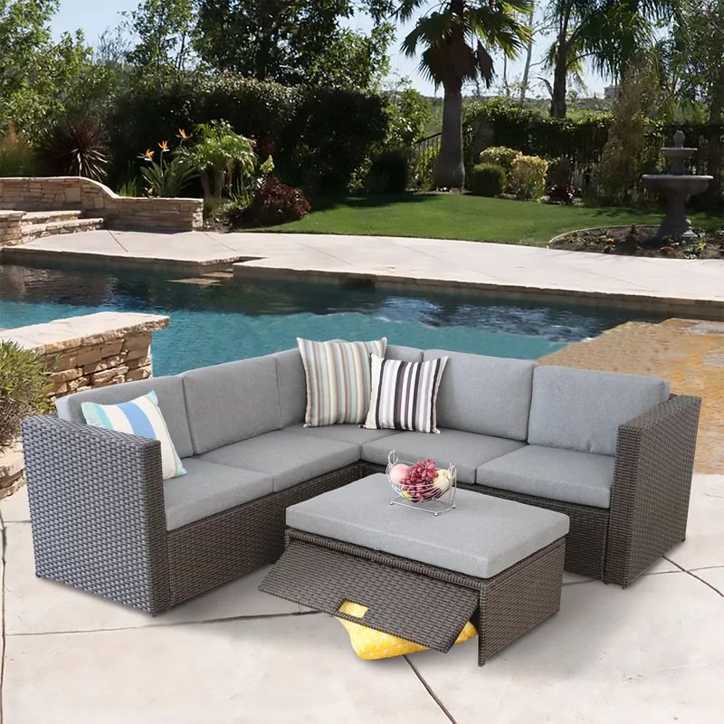 Aryan 4 Piece Rattan Sofa Seating Group with Cushions | Wayfair North America