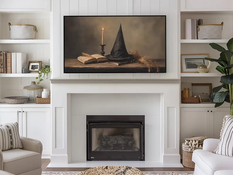 Frame TV Art - Witches Hat, Vintage Oil Painting, Dark, Moody Vintage Art, Halloween Frame TV Art... | Etsy (US)