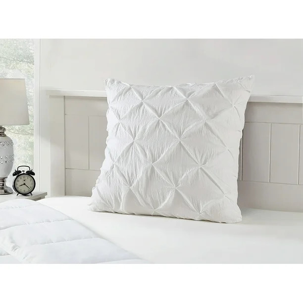 Mainstays White Pintuck Pleat Microfiber Sham, Euro Sham - Walmart.com | Walmart (US)