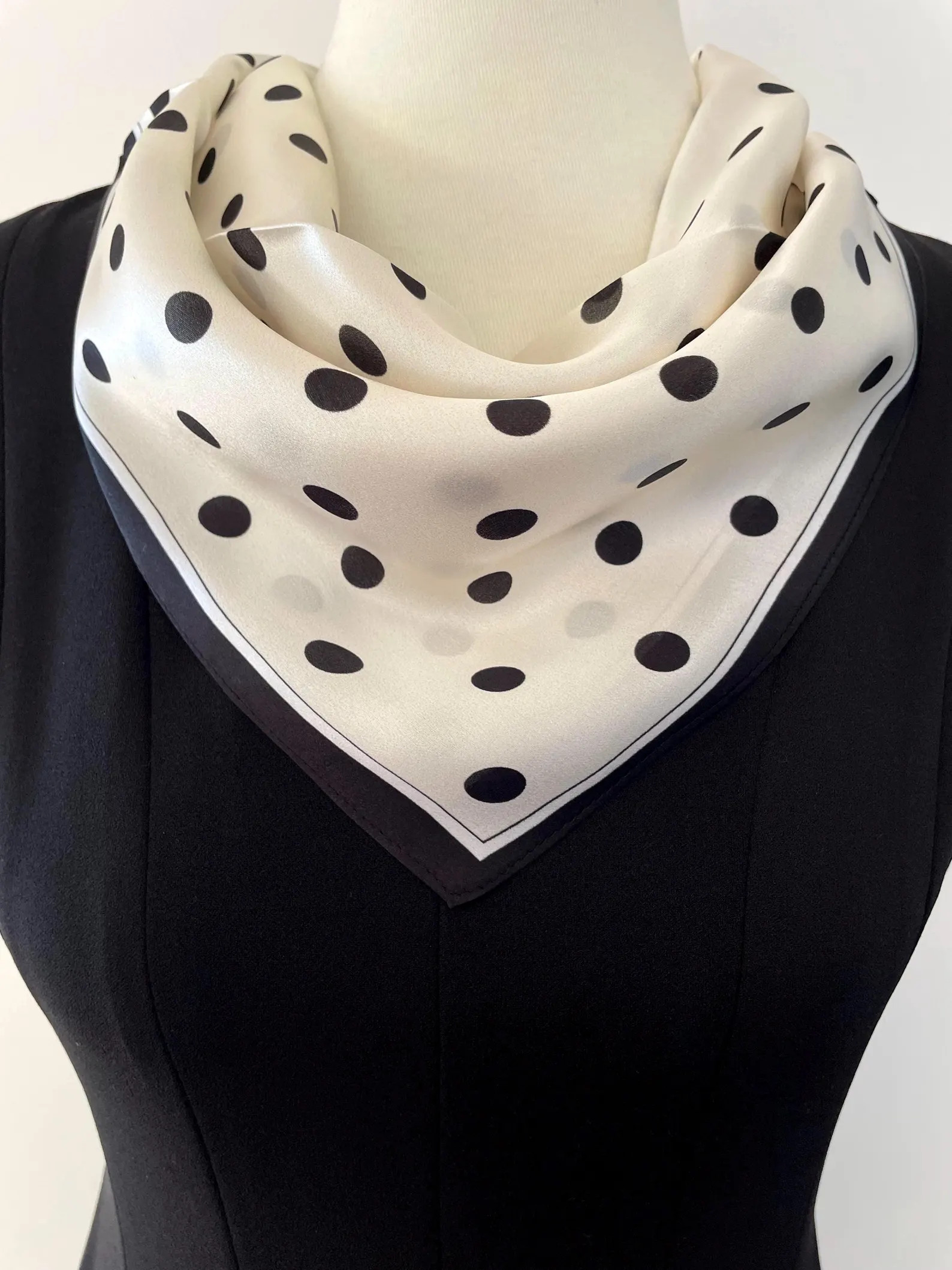 100% Silk Square Scarf Mulberry Silk Bandana Neck Hair Bag Silk Scarf 21”x21” 53x53cm Polka D... | Etsy (US)