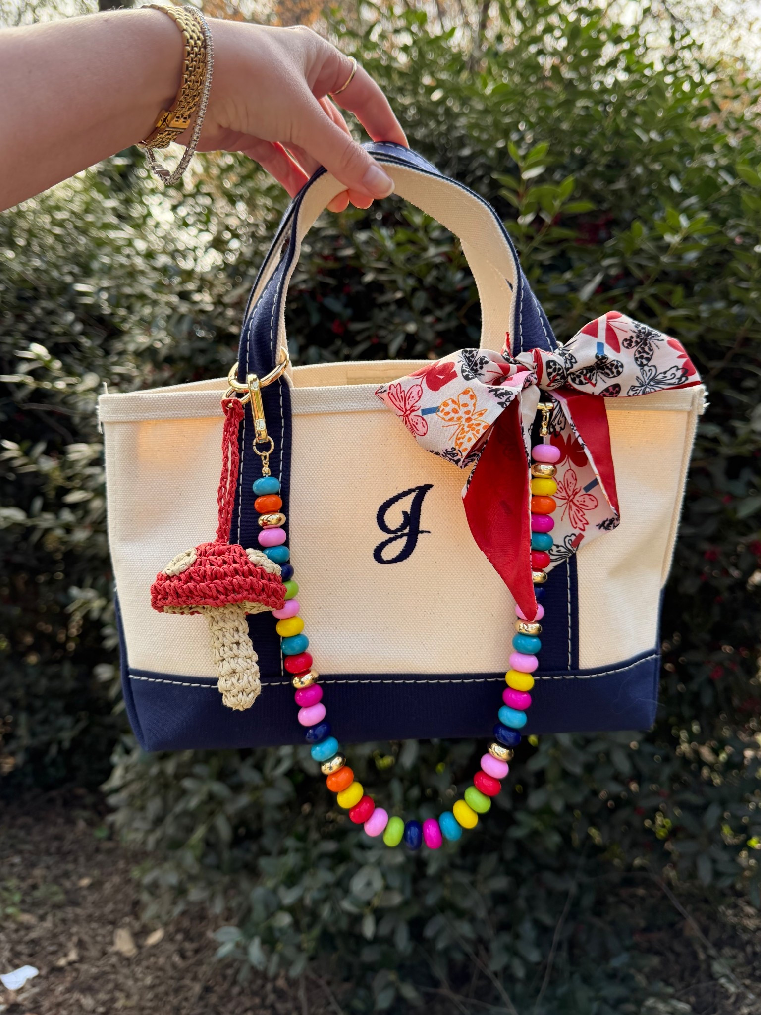 Bag of the day 💗🌸
Mini LL Bean boat and tote 
Bauble bar beaded chain
Mushroom bag charm from Target 

#LTKootd #LTKdayinmylife