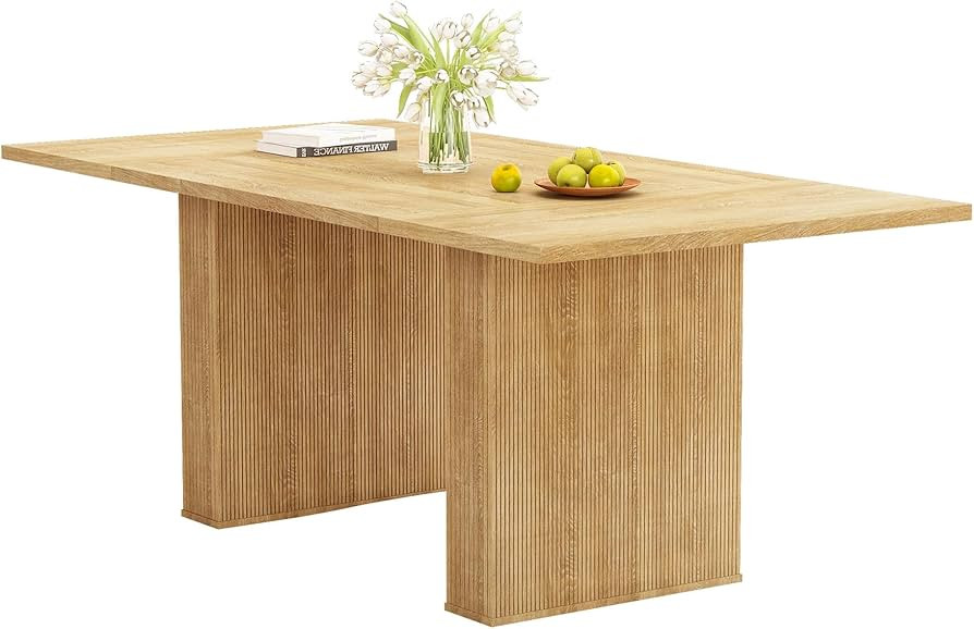 QHITTY 78 Inch Fluted Dining Table, Wood KitchenTable for 6 to 10, Farmhouse Long Rectangle Table... | Amazon (US)
