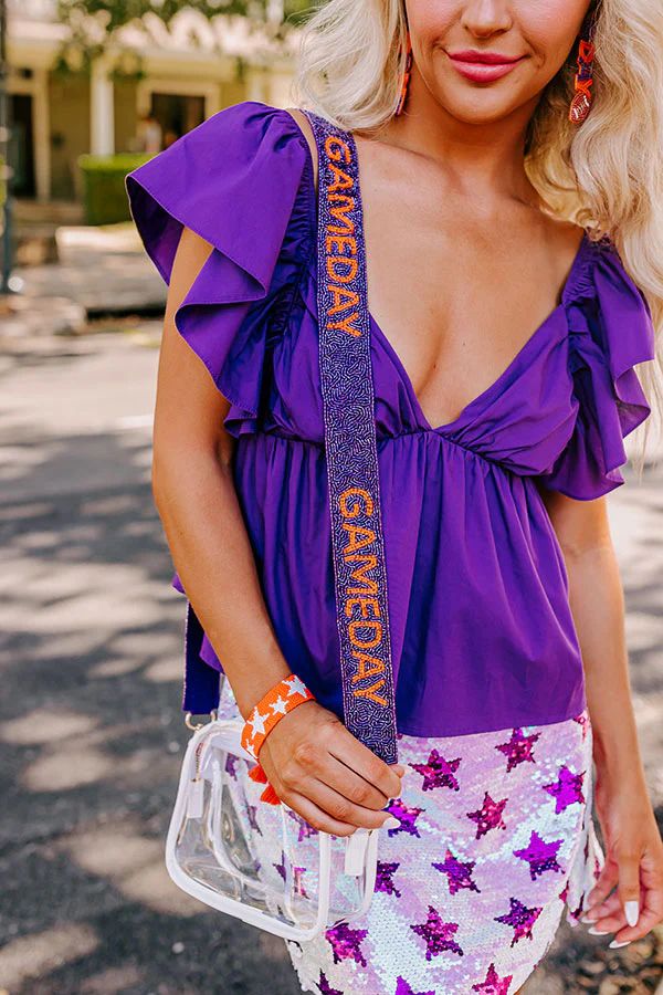 It's Gameday Beaded Bag Strap in Orange/Purple | Impressions Online Boutique
