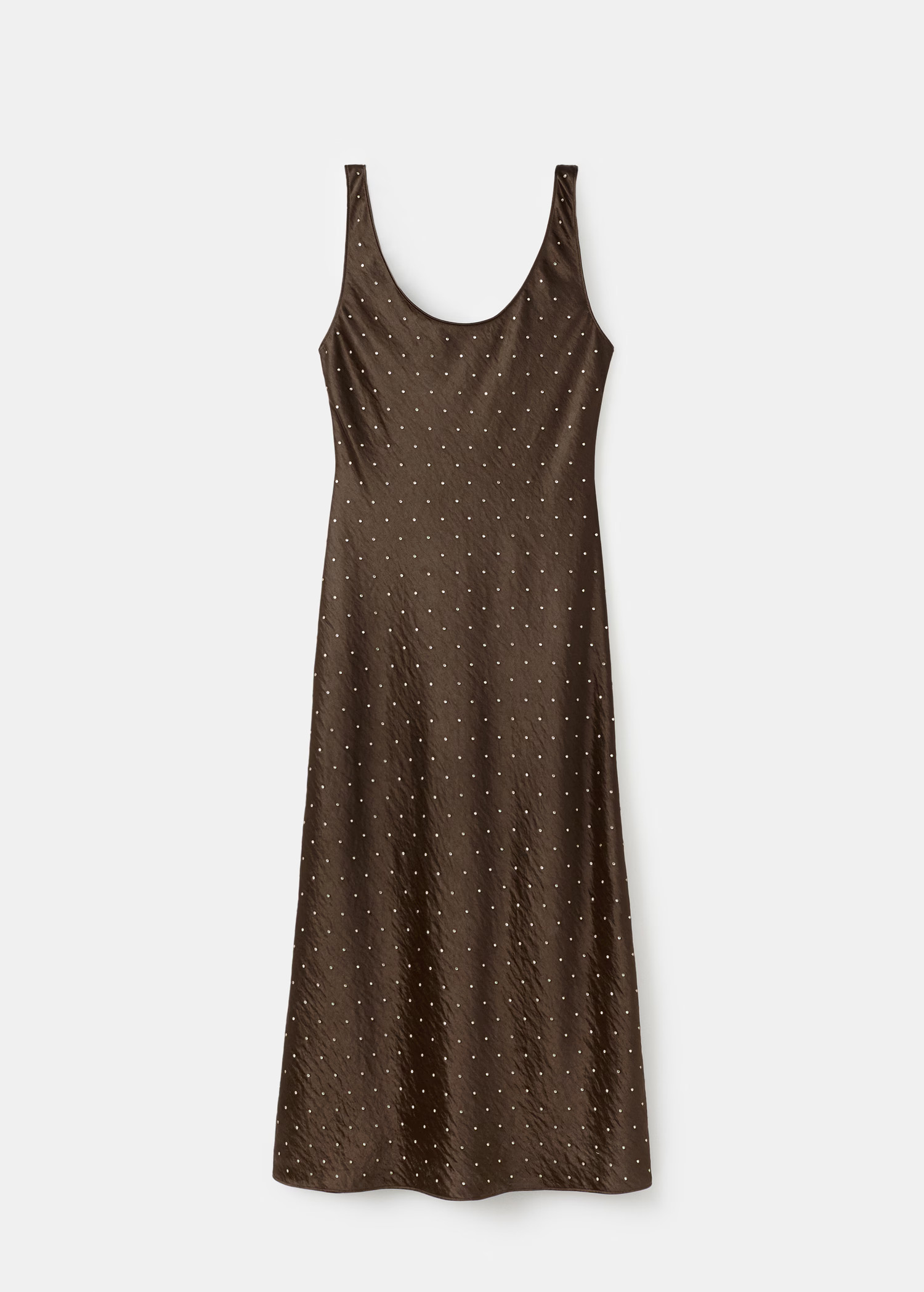 Satijnen jurk met kreukeffect en kristallen | Mango EU