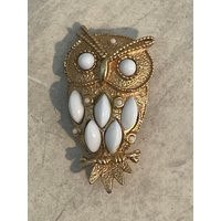 Vintage Owl Brooch ~ Costume Jewelry Gold Tone On A Branch | Etsy (US)