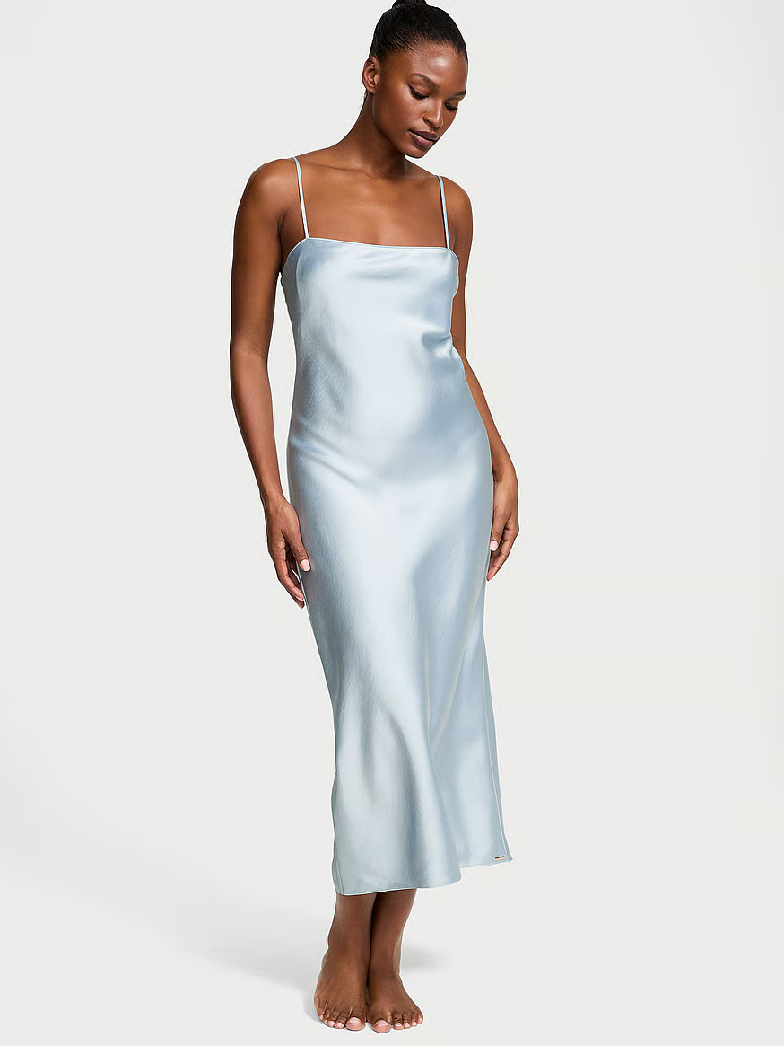 Buy Luxe Satin Long Slip Dress, Pale Blue - Order Slips online - Victoria's Secret US | Victoria's Secret (US / CA )