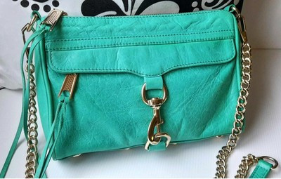 REBECCA MINKOFF - Mini Mac Crossbody Bag Green Gold Tone Hardware | eBay AU