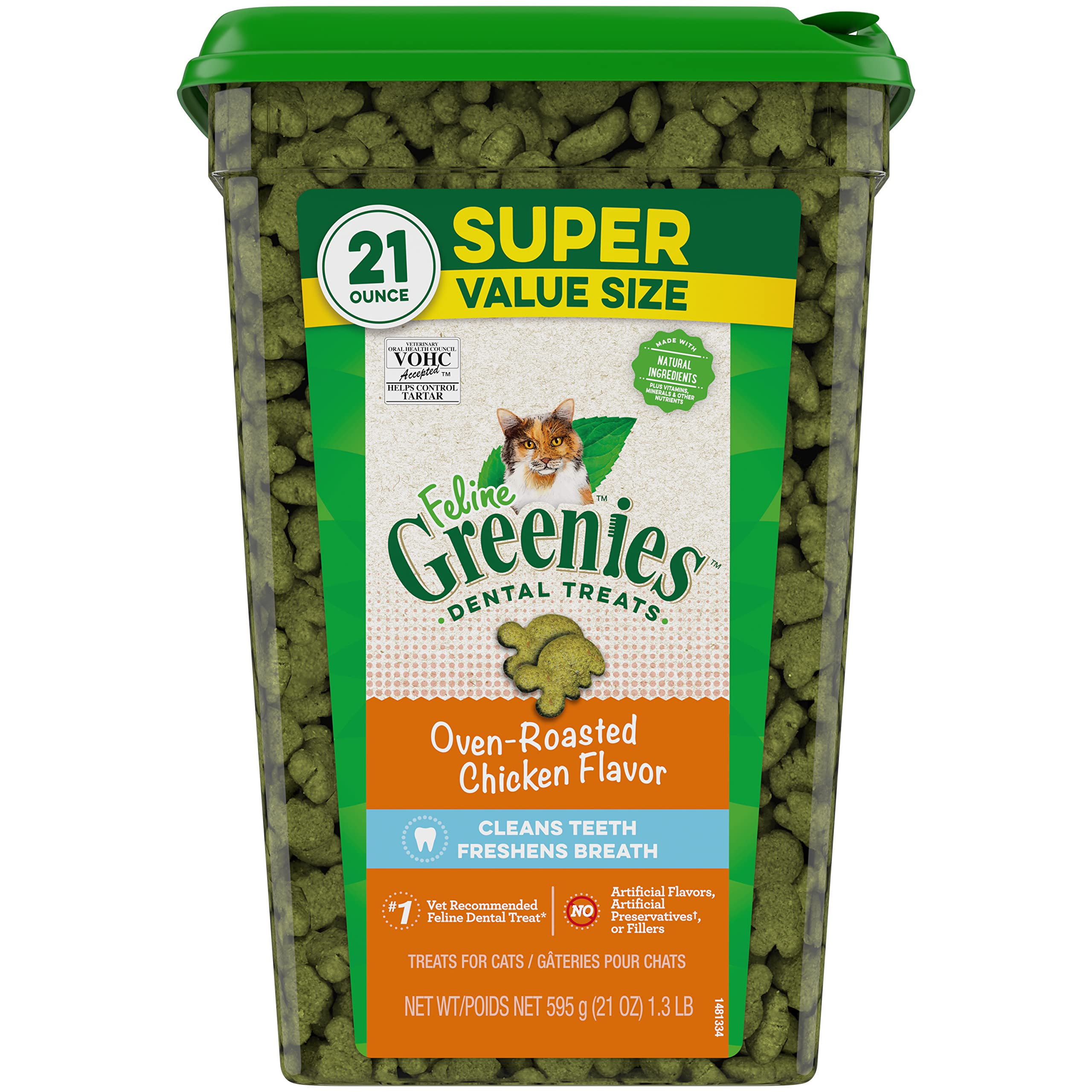 Greenies Feline Adult Dental Cat Treats, Savory Salmon Flavor, 21 oz. Tub | Amazon (US)