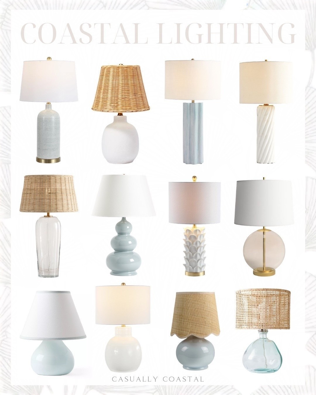 Coastal Lighting

Coastal lamp, wayfair lamp, Amazon lamp, white lamp, blue lamp, Ballard designs lamp, pottery barn lamp, target lamp, Serena & lily lamp, ceramic table lamp, woven table lamp, triple gourd lamp, ribbed ceramic table lamp, desk lamp, nightstand lamp, glass and metal table lamp, scallop shade lamp, twisted marble table lamp, rattan shade lamp, petite table lamp

#LTKHome