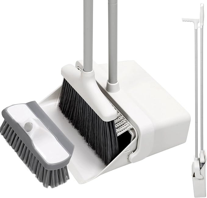 Broom and Dustpan Set, Double Comb, Broom and Dustpan, with Replacement Floor Scrub Brush, Upgrad... | Amazon (US)