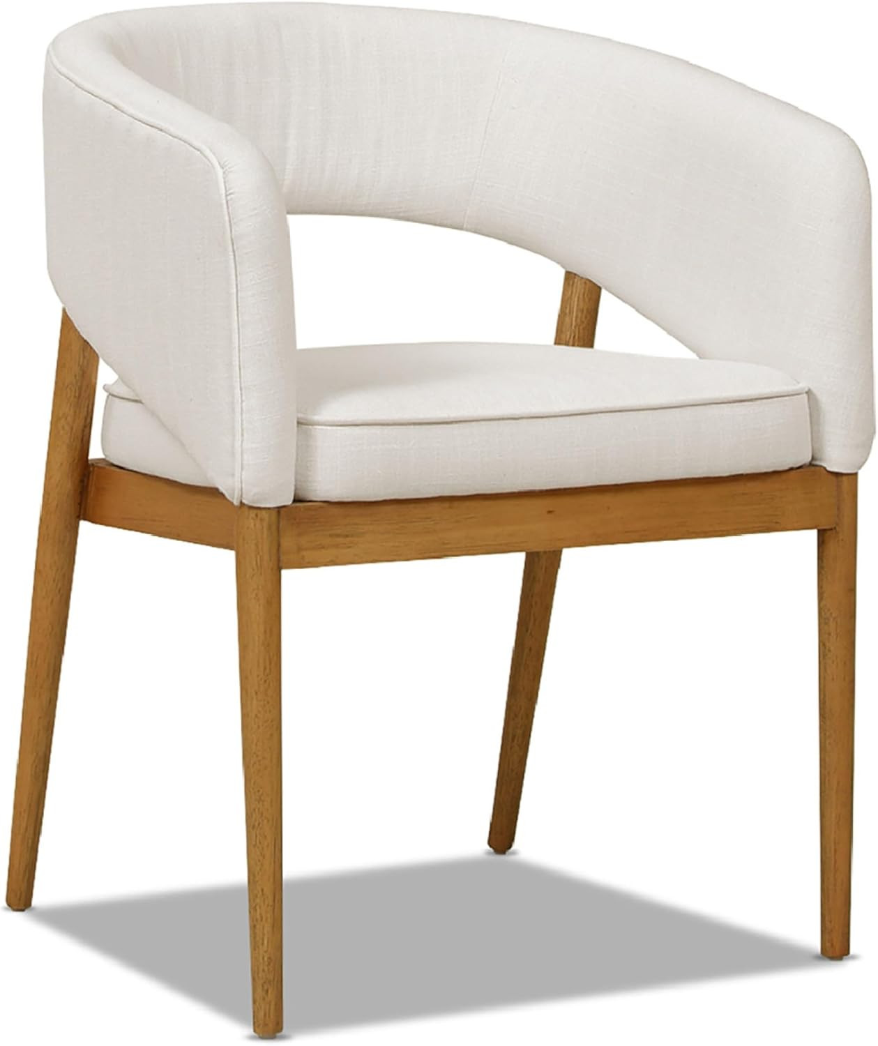 Jennifer Taylor Home Mirah Modern Open Barrel Dining Chair (Eggshell White Linen) | Amazon (US)