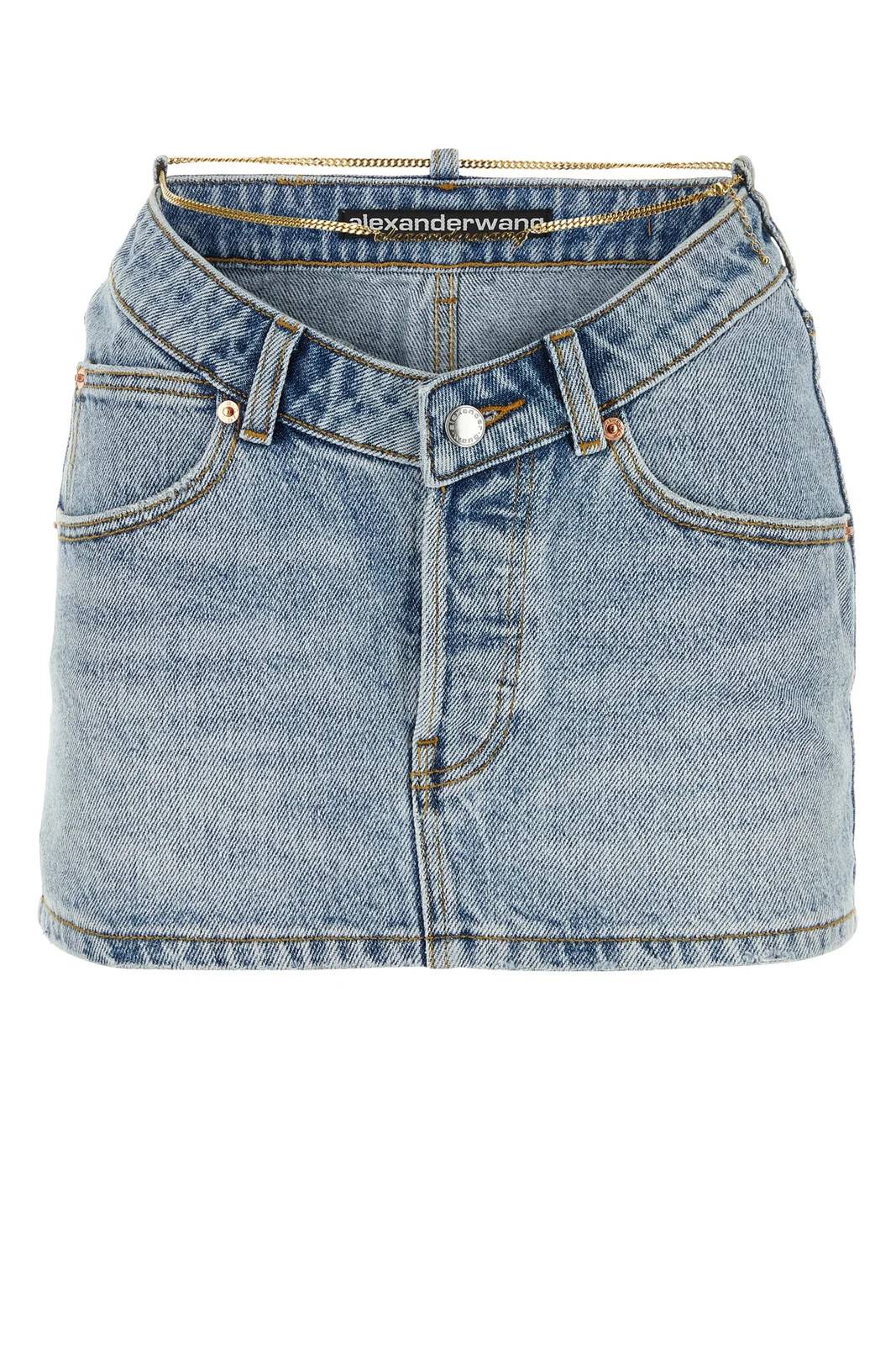 Alexander Wang Chain-Link Denim Mini Skirt | Cettire Global