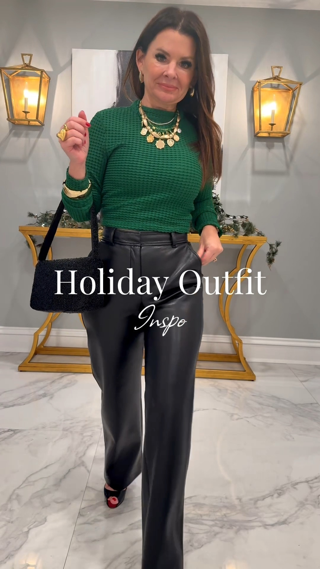 Holiday outfit ideas!  Tops are substituted as the originals are sold out. Wearing size XS  gold pants are on my Amazon storefront!!!

#LTKHoliday #LTKSeasonal #LTKOver40