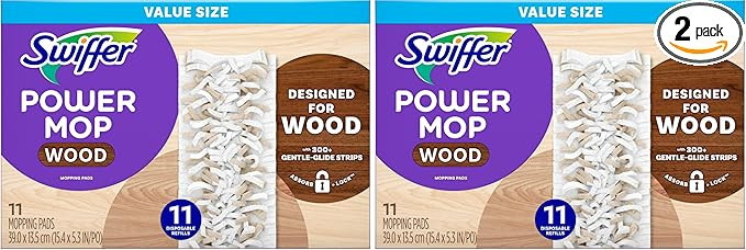 Swiffer PowerMop Wood Mopping Pad Refills for Floor Cleaning, 11 Count (Pack of 2) | Amazon (US)