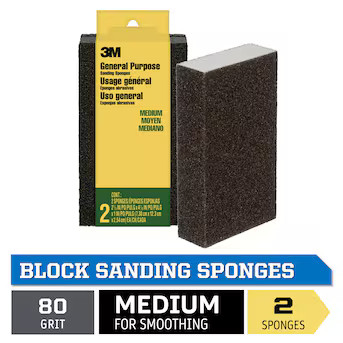 3M Medium 80-Grit Sanding sponge 2.87-in x 4.87-in 2 -Pack | Lowe's