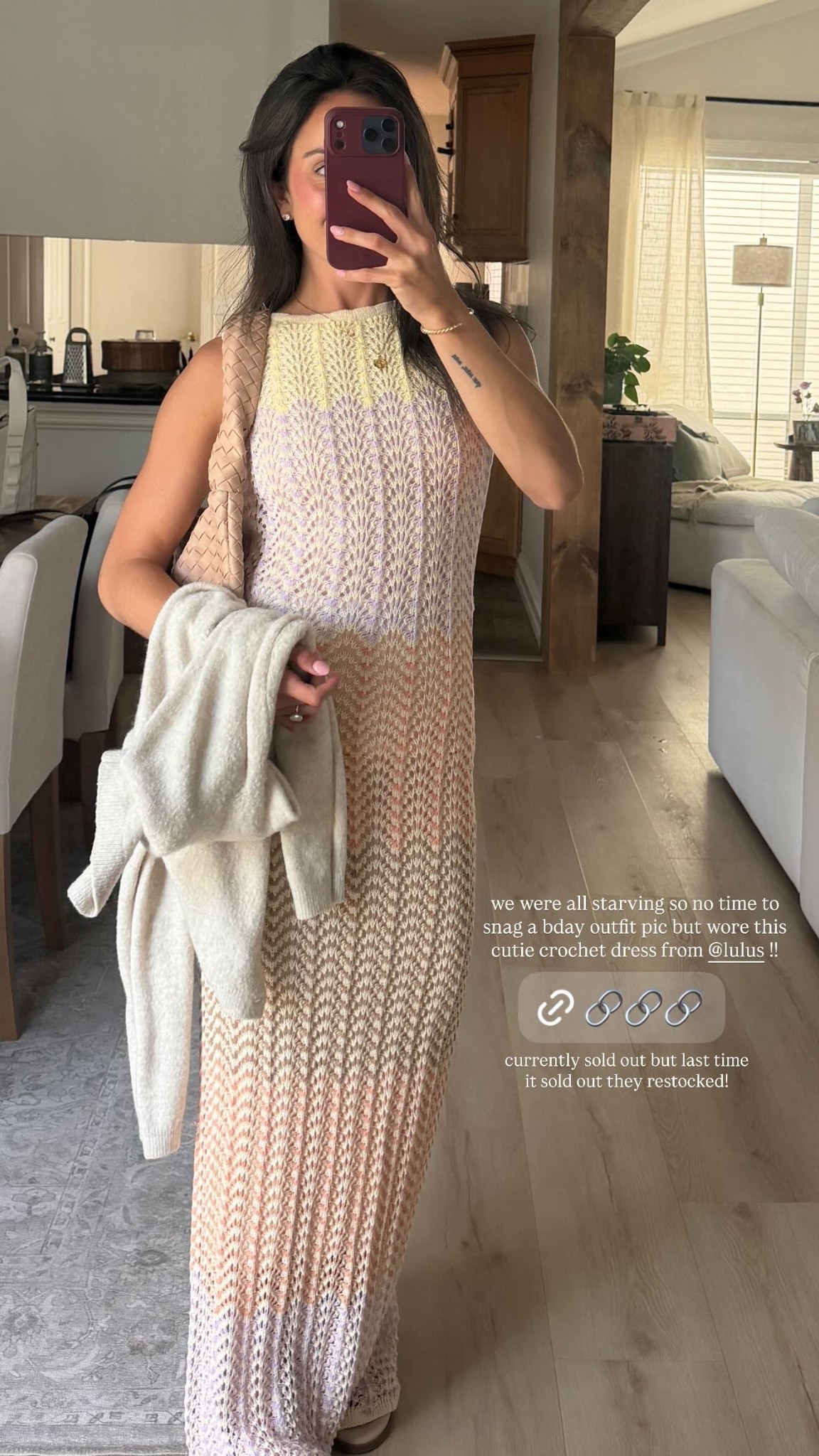 currently sold out but last time it sold out they restocked!  we were all starving so no time to snag a bday outfit pic but wore this cutie crochet dress from @lulus !!

#LTKootd #LTKSeasonal