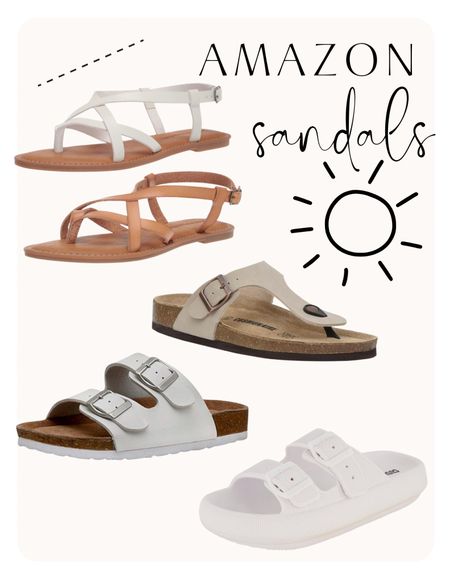Amazon sandals that I have and love 
Straps sandals: TTS.  Comfy right out of the box!
Thing sandals: TTS. Just got these but they feel VERY comfortable !
Arizona dupes: TTS, very comfortable!
White sandals w straps: TTS. Omg these are literally like walking on a cloud. They look a little chunky, but honestly with the comfort level, I don’t care!

#LTKtravel #LTKshoecrush #LTKSeasonal