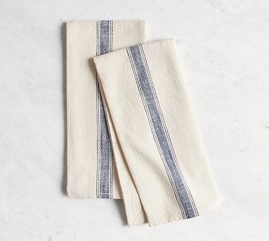 French Striped Organic Cotton Grain Sack Tea Towels - Set of 2 | Pottery Barn (US)