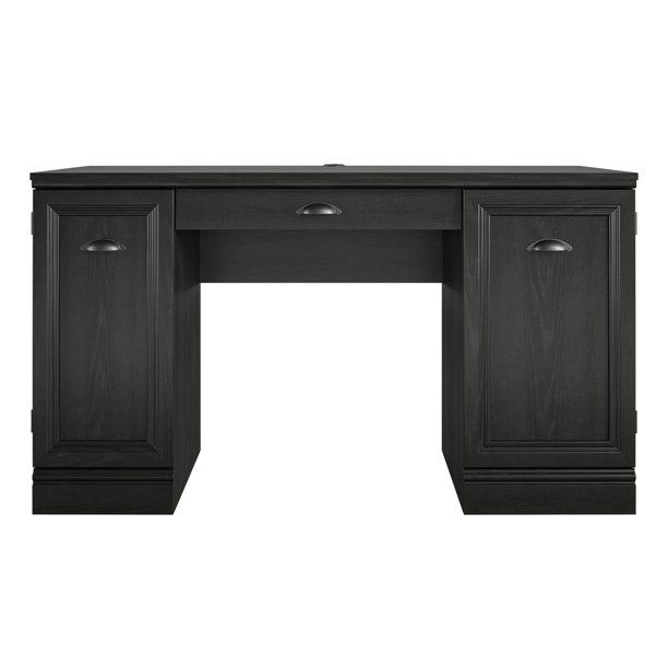 Better Homes & Gardens Dean Double Pedestal Desk, Black Oak | Walmart (US)