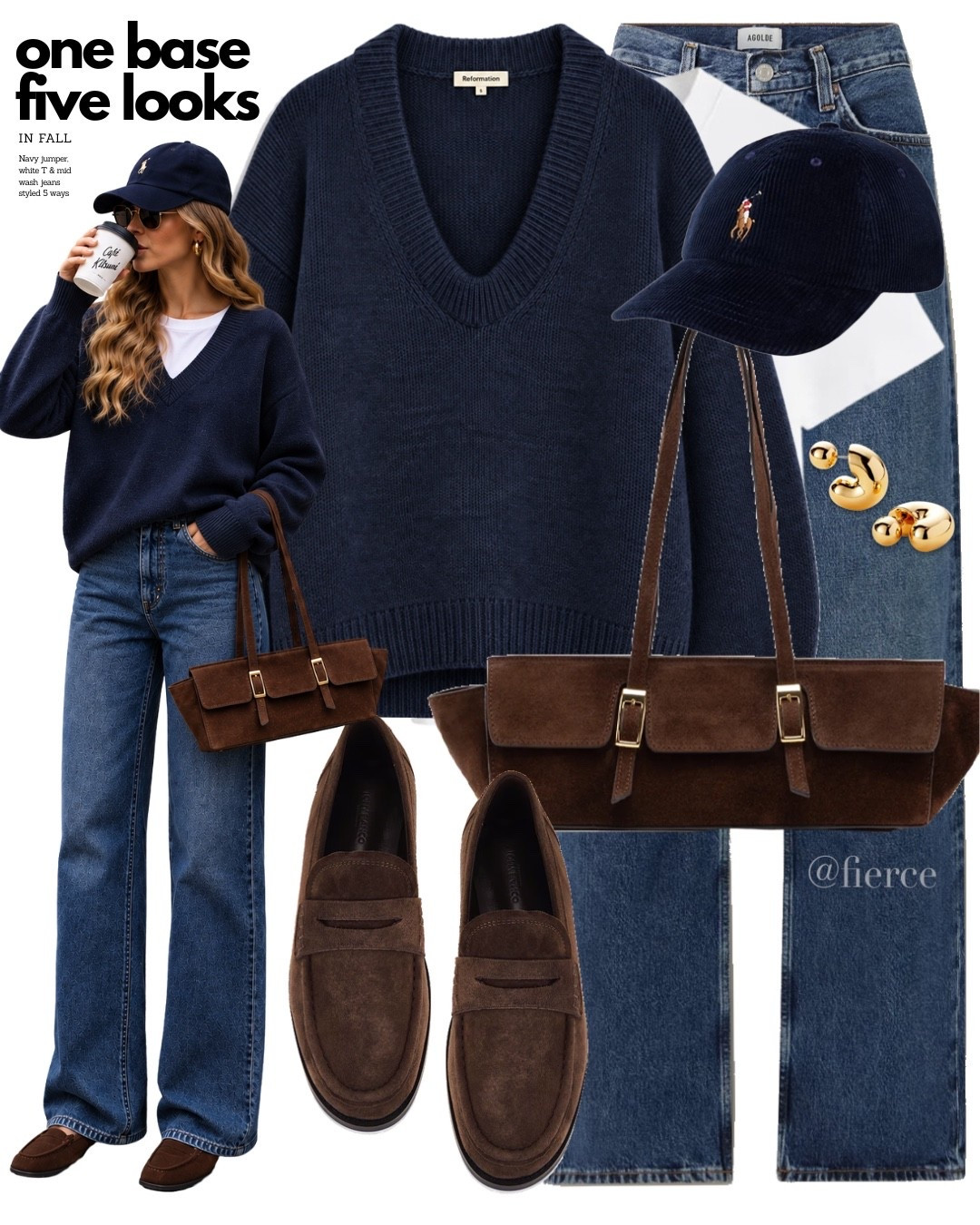 Navy v neck jumper suede listers chocolate brown suede east west bag

#LTKuk #LTKautumn #LTKeurope