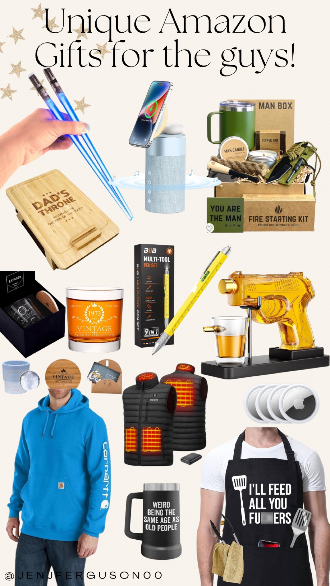 Unique Amazon gifts for dad, hubby, brother, neighbor, son, uncle, grandpa…anyone will be pleased with these random, yet cool gifts! 🎁 

The Bluetooth speaker comes in other colors, has a relaxing night light and a MagSafe phone charger! The heated vest is perfect for the outdoorsmen and the unique liquor holders are so interesting! 

#giftsubscriptions #LTKCyberWeek

#LTKfindsunder50 #LTKmens #LTKGiftGuide