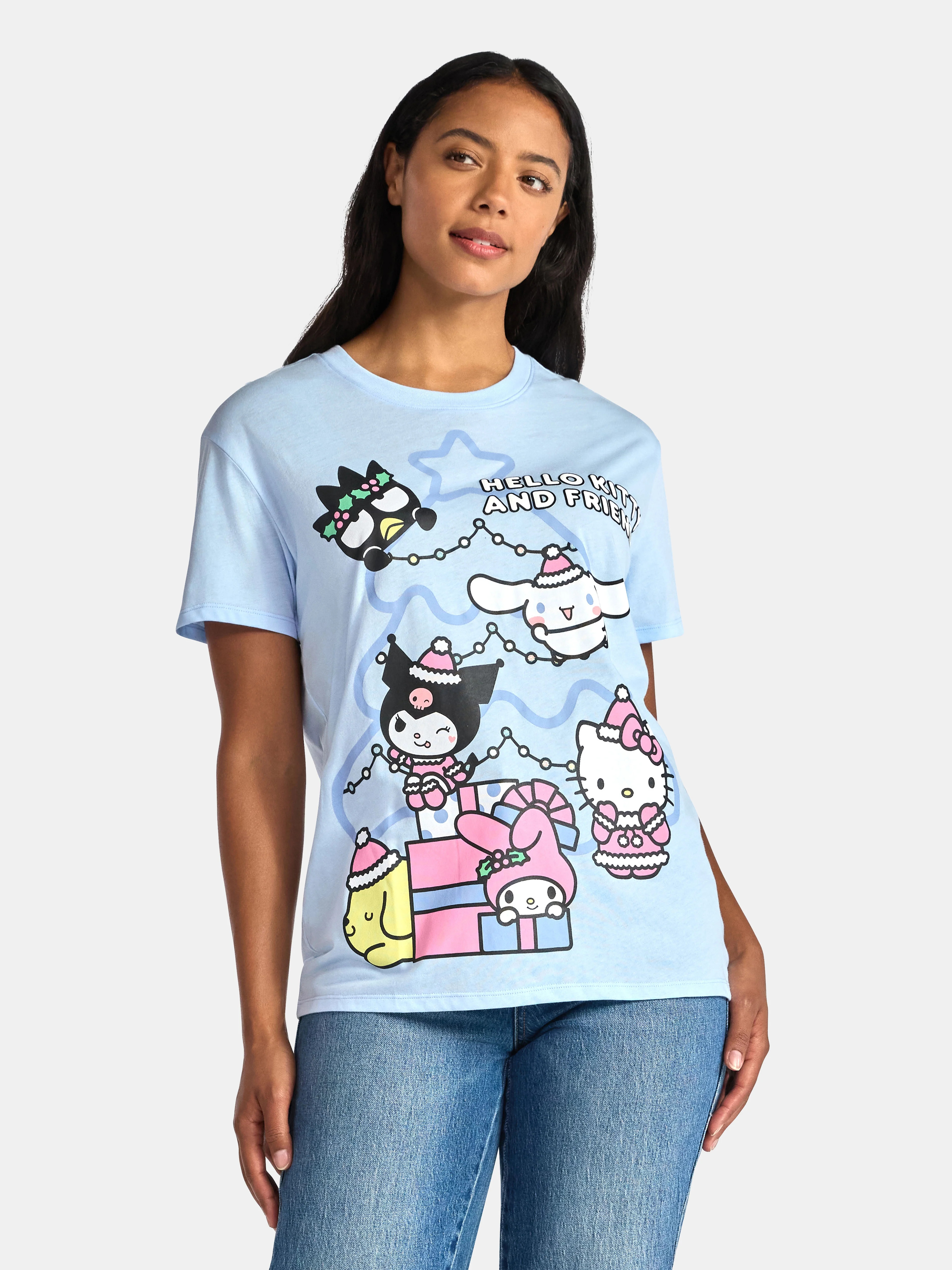 Hello Kitty & Friends Women's Christmas Front Back Graphic Tee with Short Sleeves, Sizes XXS-XXL | Walmart (US)