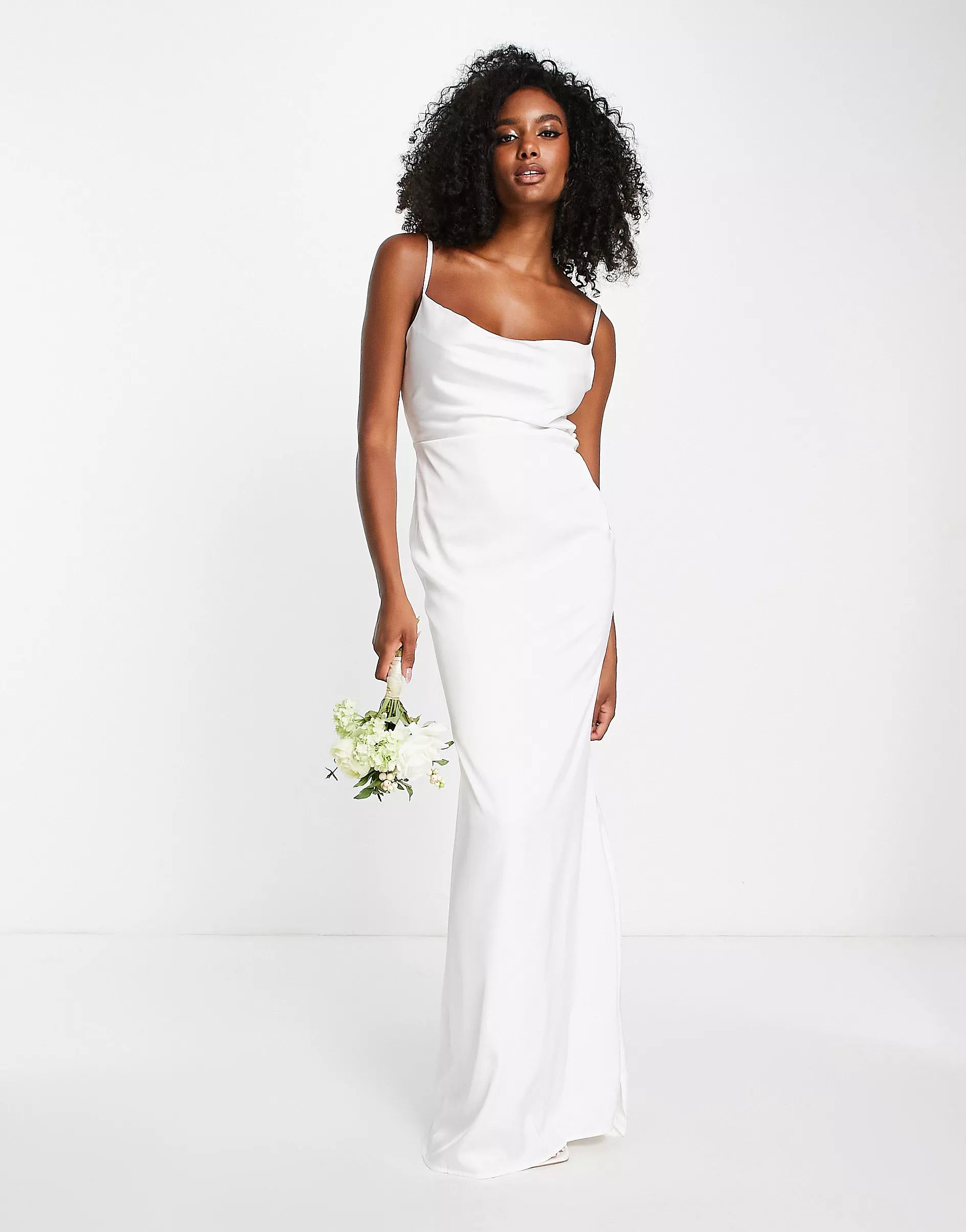 Pretty Lavish Bridal backless satin slip maxi dress in ivory | ASOS (Global)