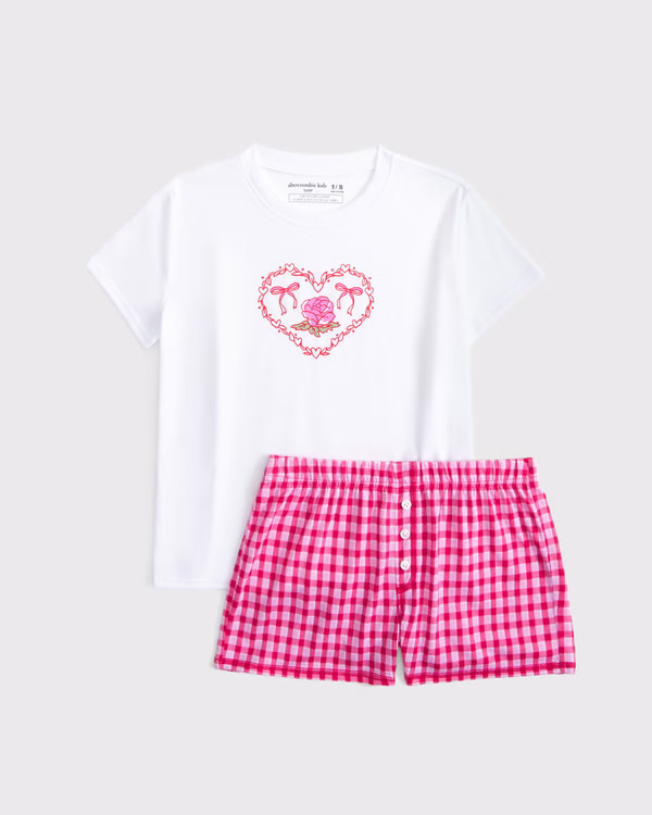 girls shorts pajama set | girls pajamas | Abercrombie.com | Abercrombie & Fitch (US)