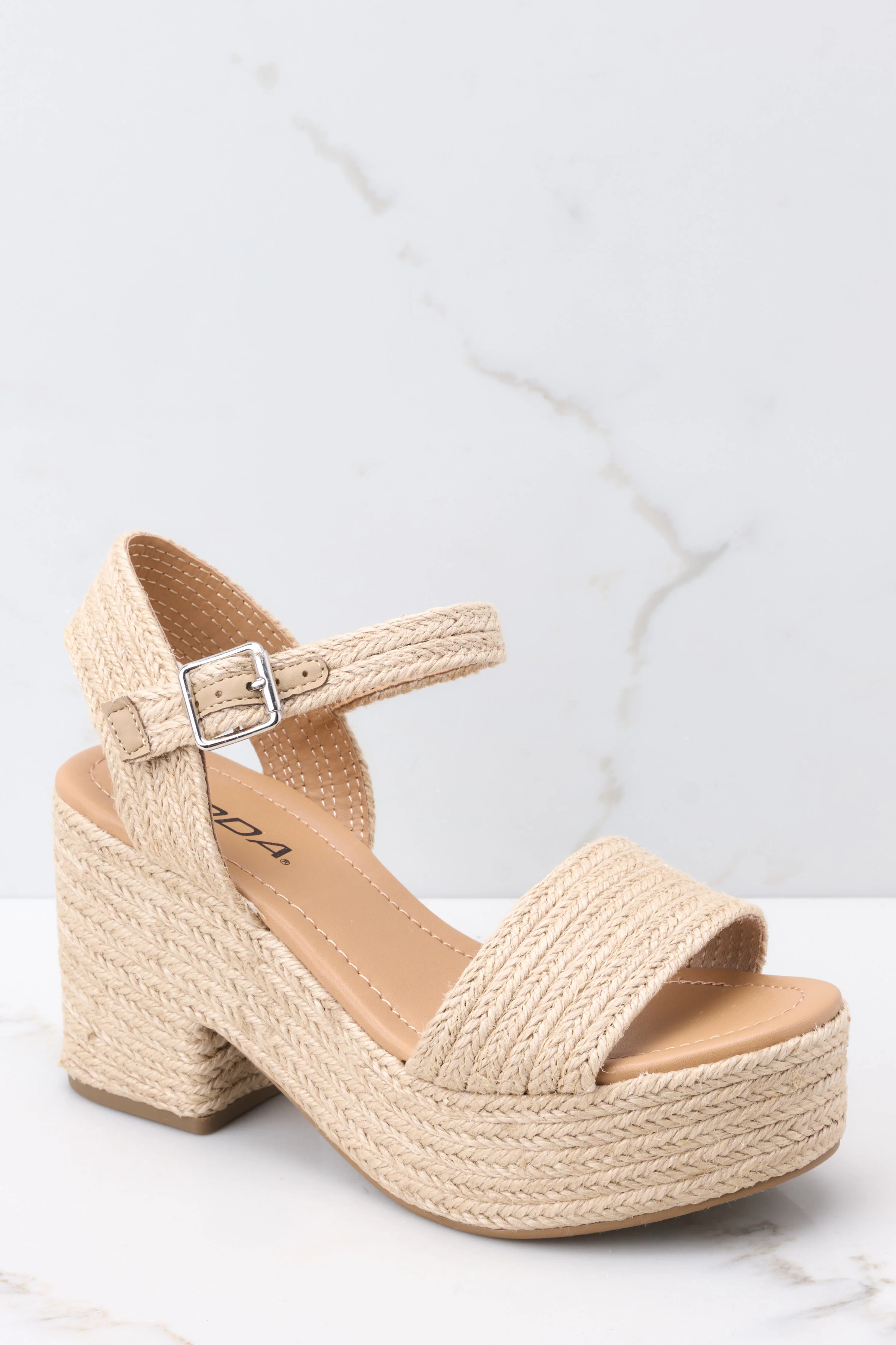 Walk Around Town Natural Wedge Sandals | Red Dress 