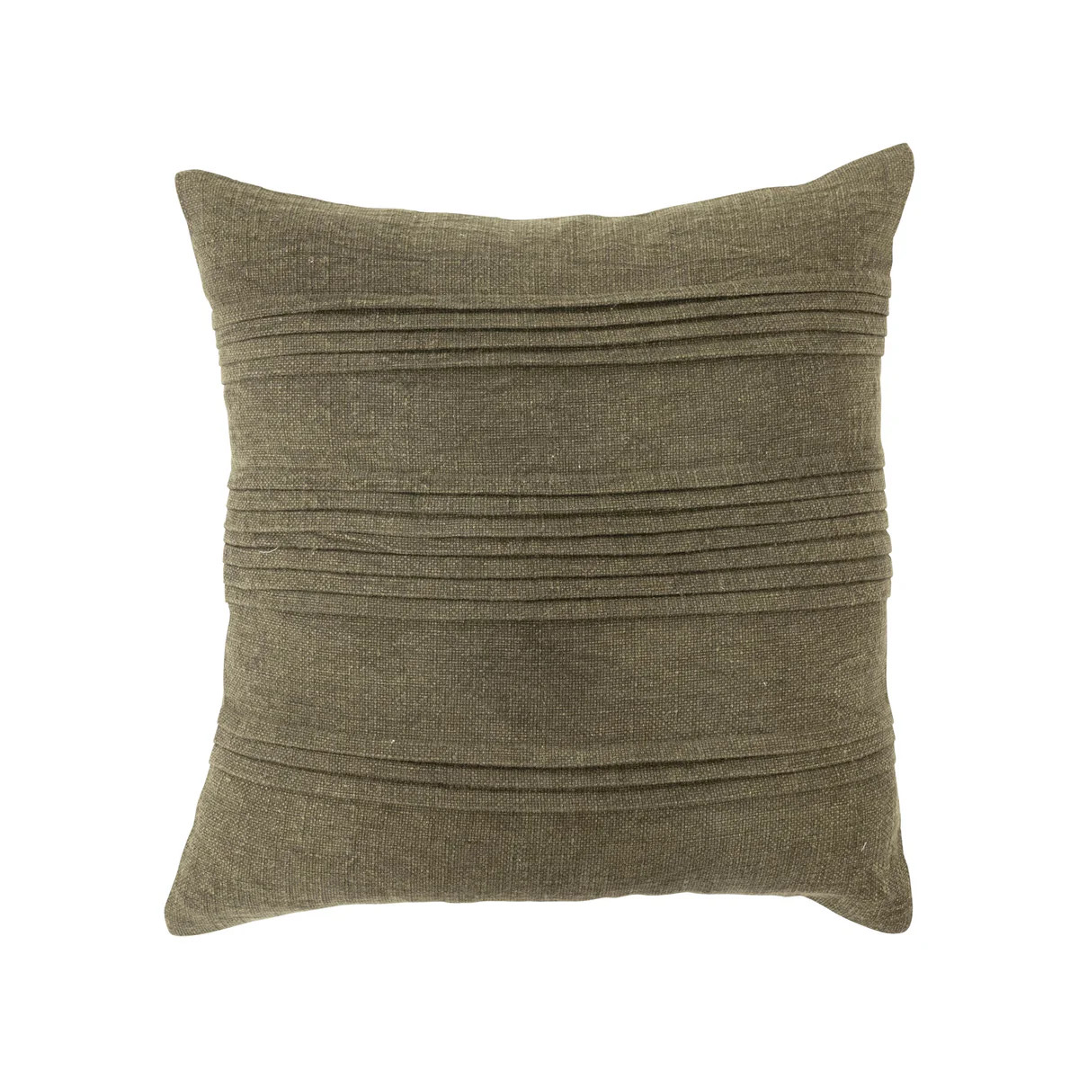Woven Cotton Pleated Pillow in Olive | APIARY by The Busy Bee