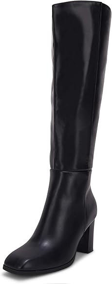 Coutgo Womens Knee High Boots Chunky Block Heels Square Toe Side Zipper Faux Suede Fall Winter Co... | Amazon (US)