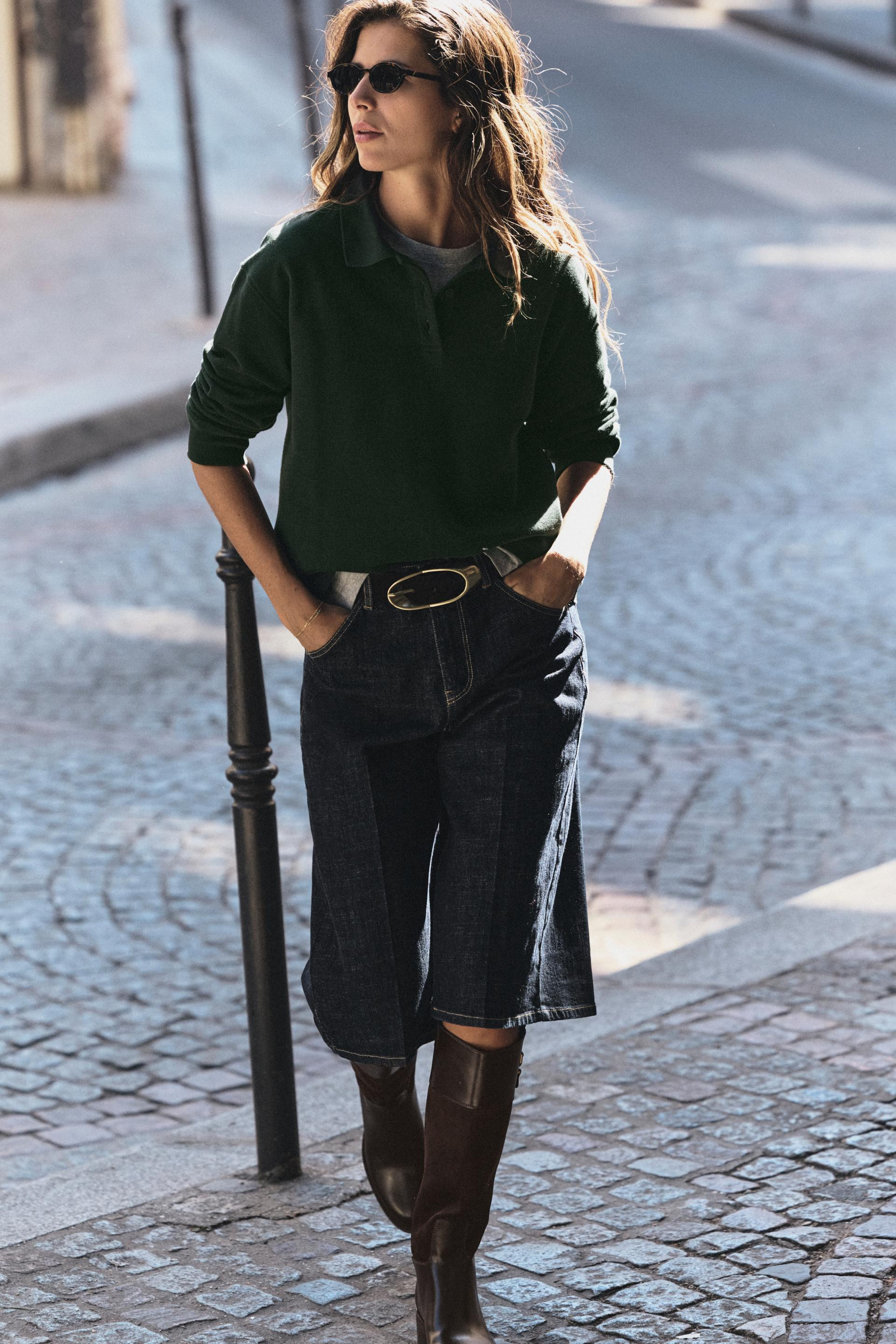 Zara - Long-Sleeve Polo Shirt - Green - M - Woman | Zara US