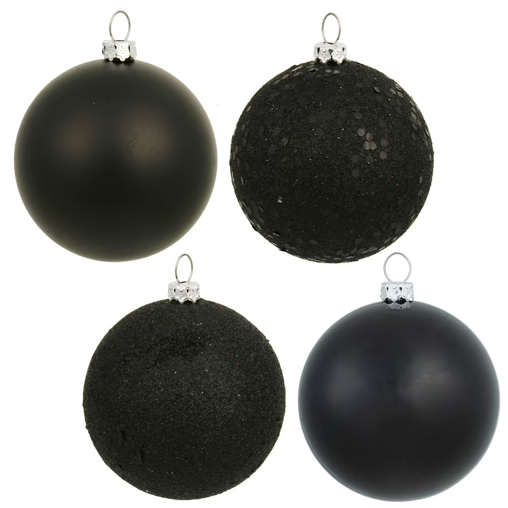 Vickerman 6" Black 4-Finish Ball Ornament Assortment, 4 per Box - Walmart.com | Walmart (US)