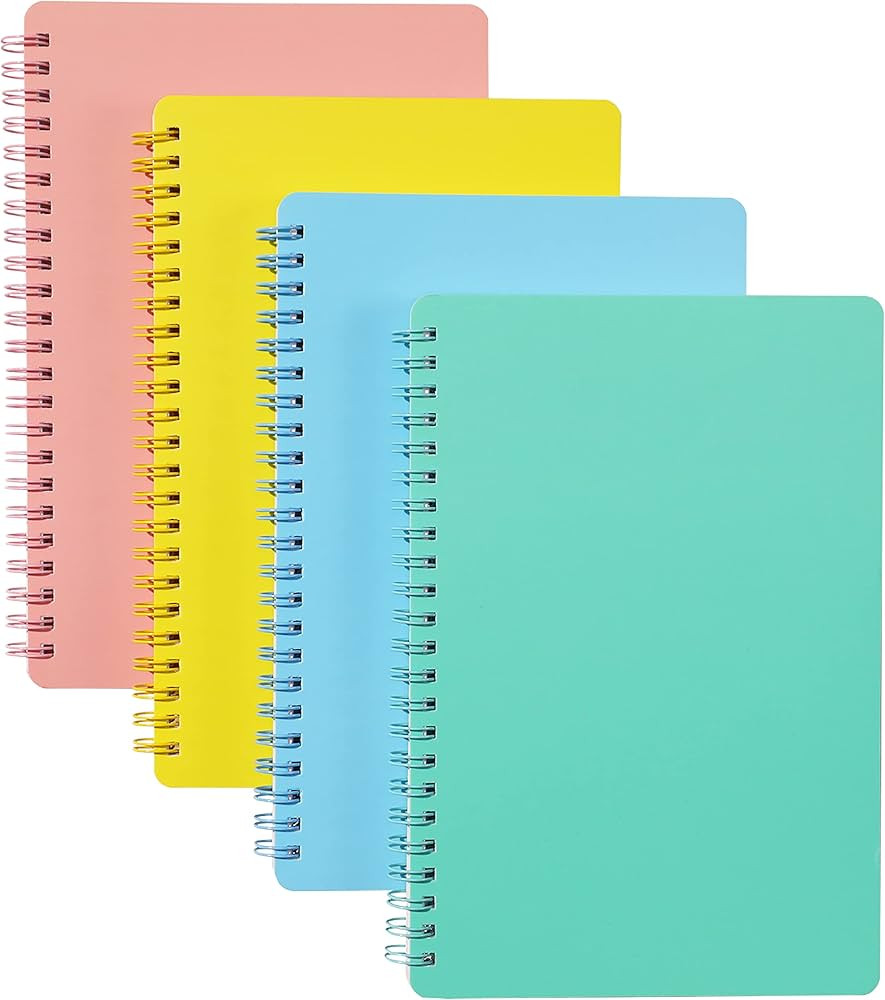 Spiral Notebook - 4 Pack Lined Notebooks, 5.6'' x 8.25'', 80 Sheets / 160 Pages Per Journal, Spir... | Amazon (US)