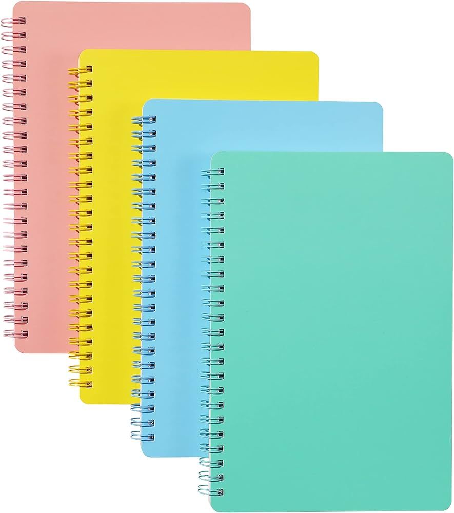 Spiral Notebook - 4 Pack Lined Notebooks, 5.6'' x 8.25'', 80 Sheets / 160 Pages Per Journal, Spir... | Amazon (US)