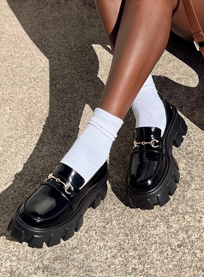 Penny Lane Loafer Black High Shine | Princess Polly AU