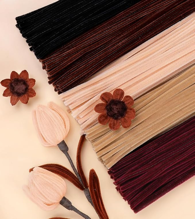 IOOLEEM Brown Pipe Cleaners,200pcs 5 Colors Chenille Stems Bulk for Crafts | Chenille Stems for D... | Amazon (US)