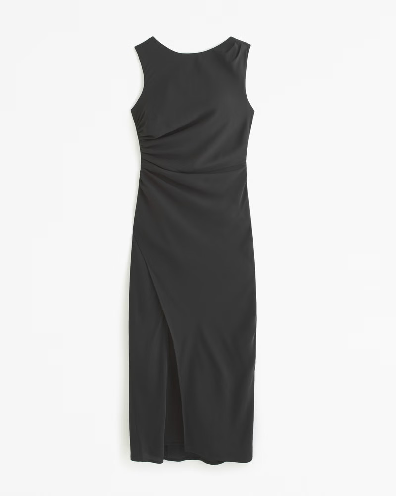 Draped High-Neck Shell Midi Dress | Abercrombie & Fitch (US)